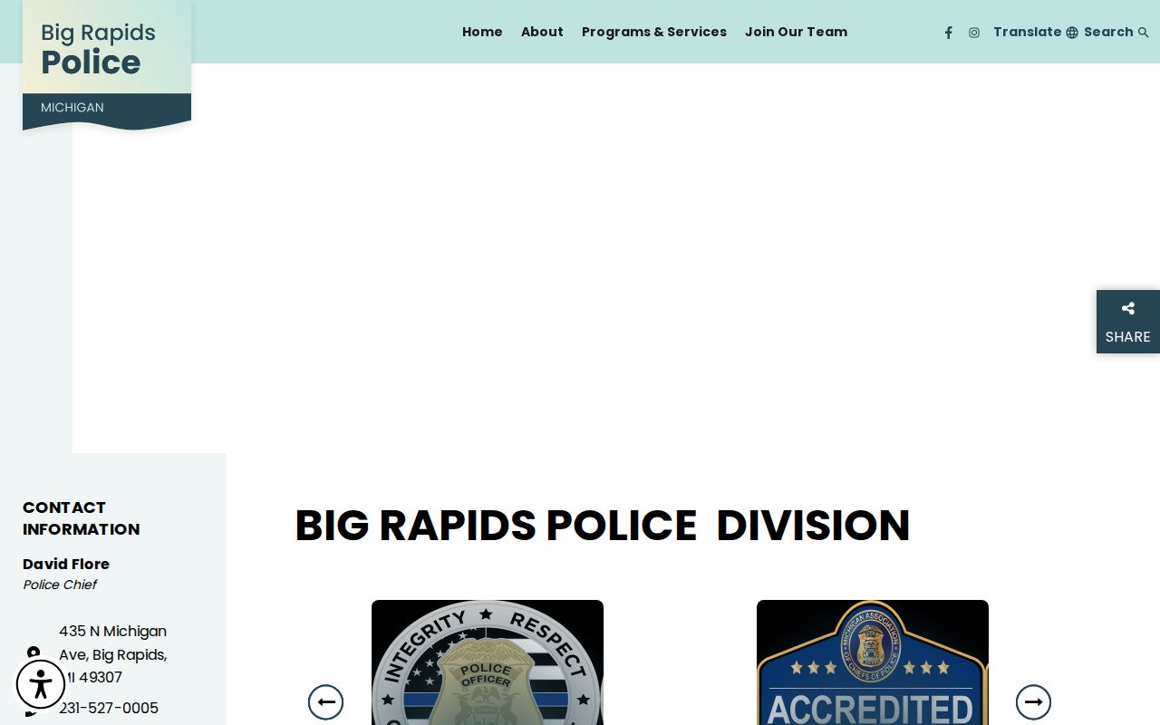 Big Rapids Department of Public Safety official arrest-record source page for Mecosta County
